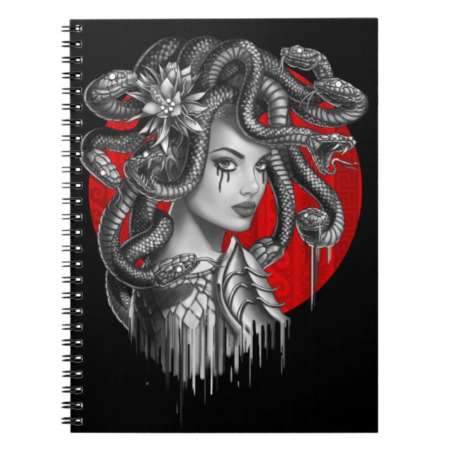 Cuaderno MEDUSA - Chica cabeza de serpiente del tatuaje del (Frente)