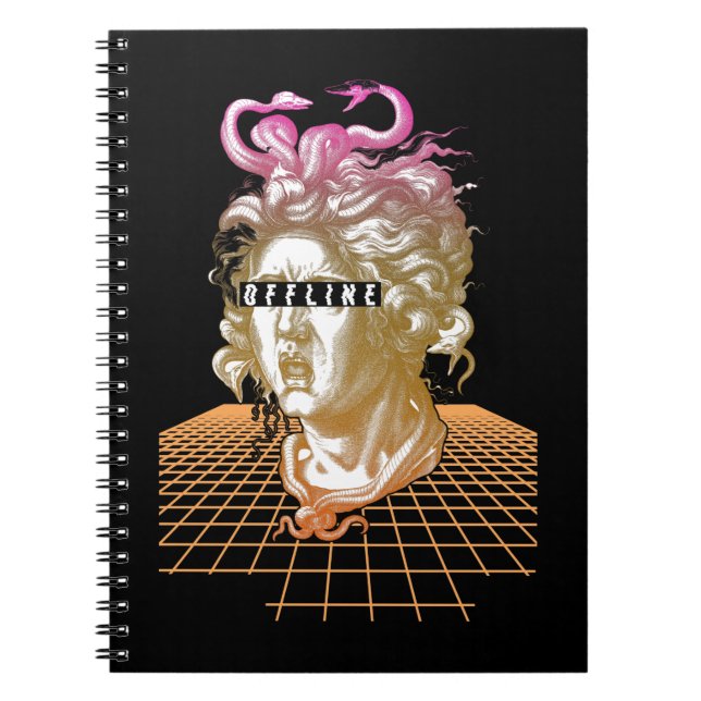 Cuaderno Medusa Vaporwave Estética Antigua estatua griega (Frente)