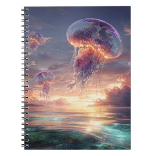 Cuaderno Medusas Brillantes en Cielos de Puesta de Sol