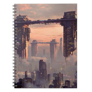 Cuaderno Megaestructuras flotantes futuristas sobre la ciud