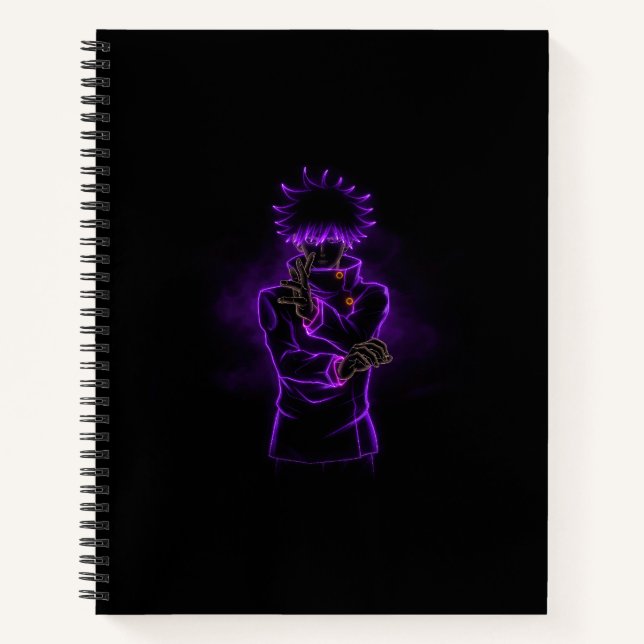 Cuaderno Megumi Fushiguro Estilo Anime Cubierta negra espir (Anverso)
