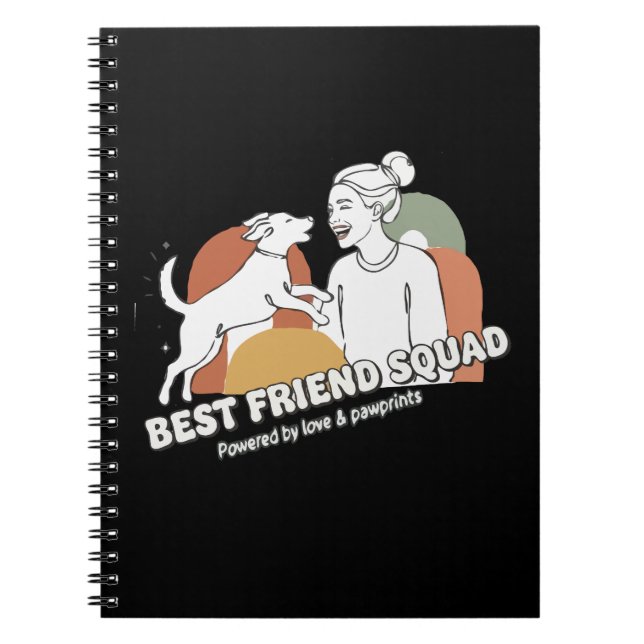 Cuaderno Mejor Amiga Manada Mamá Perro Arte de Línea Boho (Frente)
