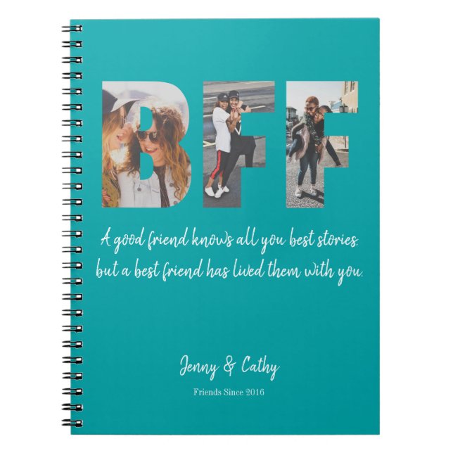 Cuaderno Mejor Amigo del Collage de fotos del BFF para siem (Frente)