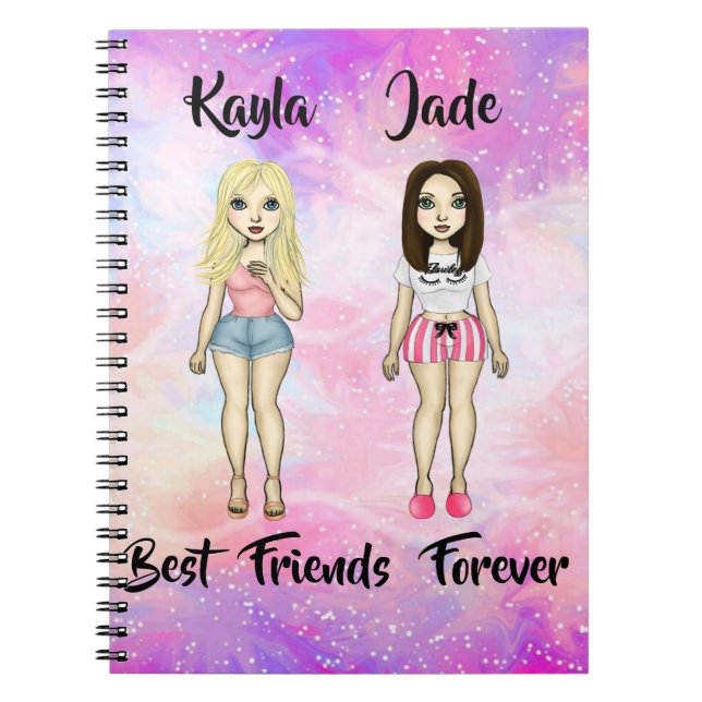 Cuaderno Mejor Amigos Personalizado de Brunette y Blonde pa (Frente)