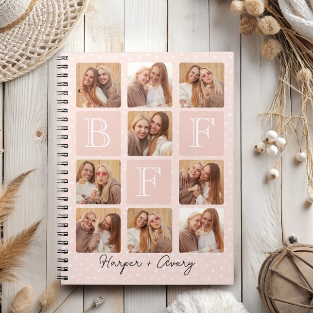 Cuaderno Mejor Amigos Personalizados Collage de fotos para  (Celebrate your unbreakable bond with this "Best Friends Forever" photo notebook! )