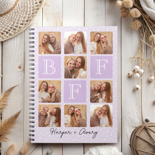 Cuaderno Mejor Amigos Personalizados Collage de fotos para  (Celebrate your unbreakable bond with this "Best Friends Forever" photo notebook! )