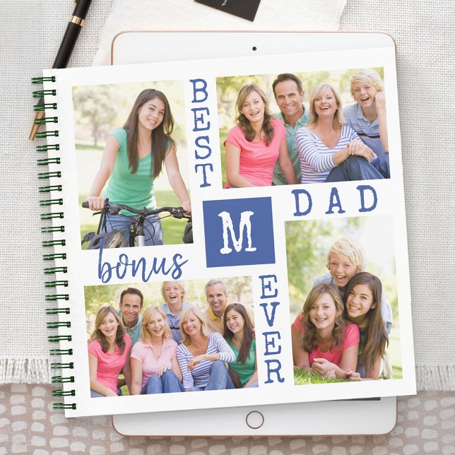 Cuaderno Mejor Bono Papá Nunca 4 Collage de fotos Monograma (Subido por el creador)