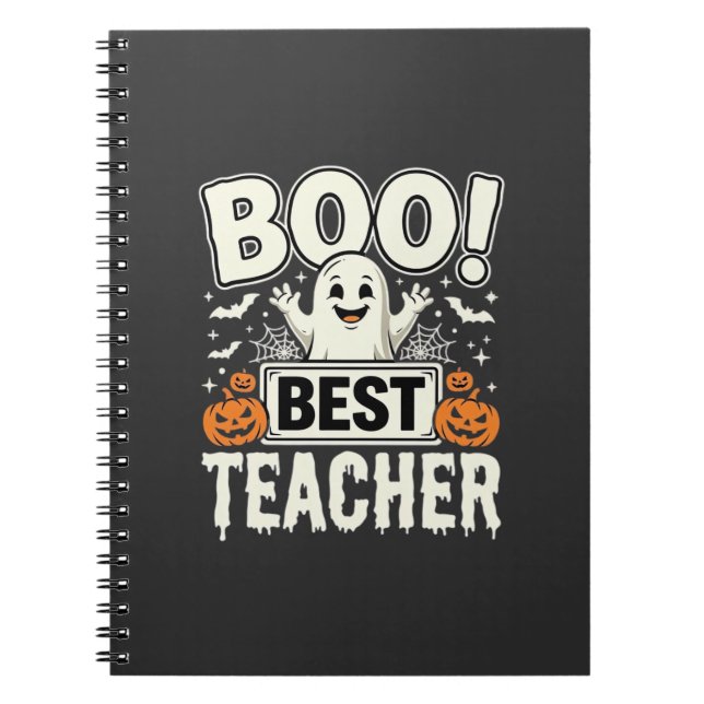 Cuaderno Mejor diseño de fantasma de Halloween para maestro (Frente)