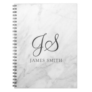 Cuaderno Mejor diseño personalizado nombre mármol blanco