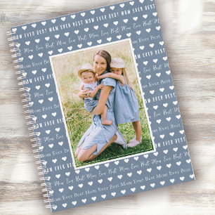 Cuaderno Mejor foto de mamá de corazón azul