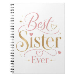 Cuaderno Mejor Hermana del Mundo Tipografía Rosa Dorada Ele