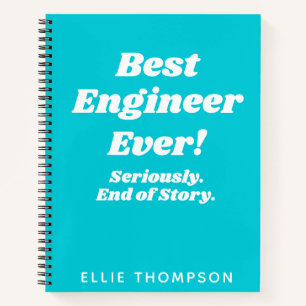 Cuaderno Mejor Ingeniero Personalizado en Tipografía en Ver