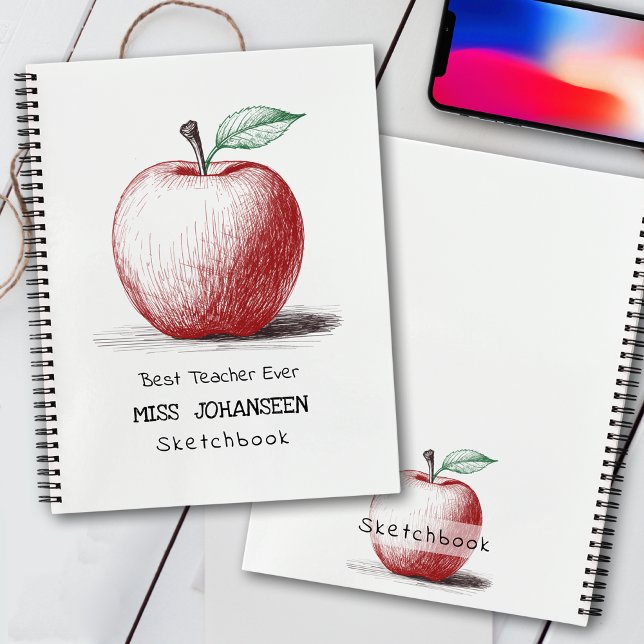 Cuaderno Mejor Maestro Alguna Vez Manzana Roja Dibujada a M (Subido por el creador)