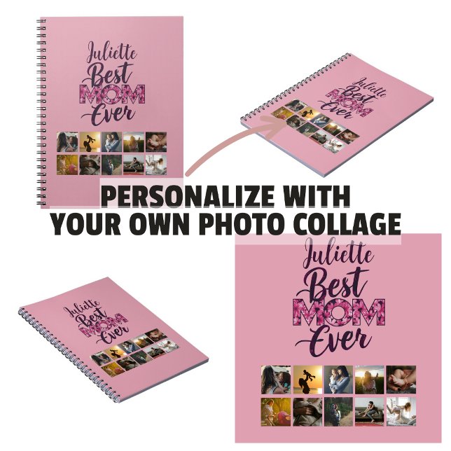 Cuaderno Mejor Mamá Collage de fotos Floral Rosa (Best Mom Ever Pink Floral Photo Collage Notebook
)