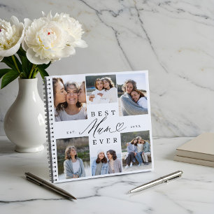 Cuaderno Mejor Mamá de Collage de fotos de Corazón con Guió