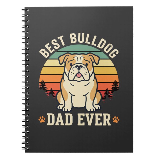 Cuaderno Mejor papá Bulldog Retro Vector (Frente)