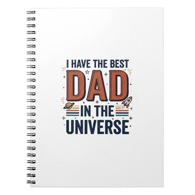 Cuaderno Mejor Papá del Universo Diseño de Vector Espacial_ (Frente)