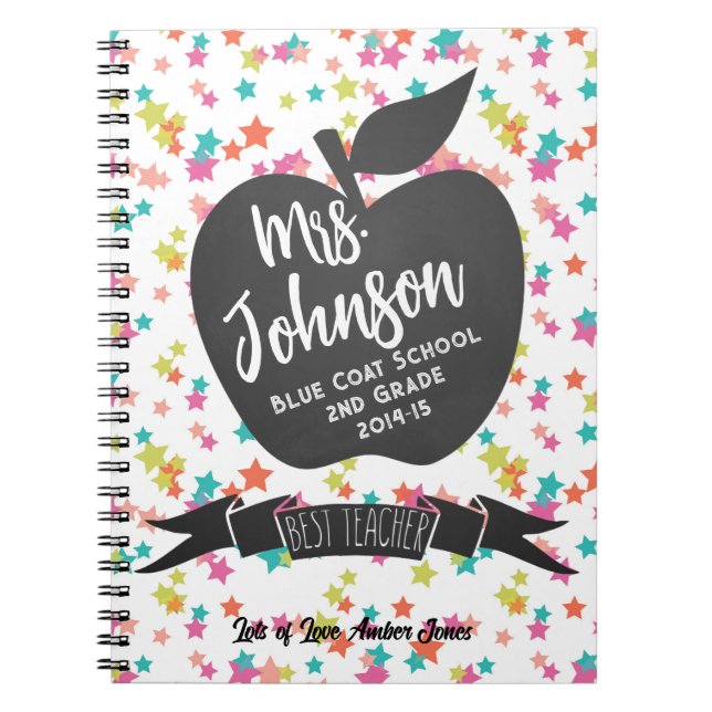 Cuaderno Mejor profesor Gracias manzana de las estrellas (Frente)