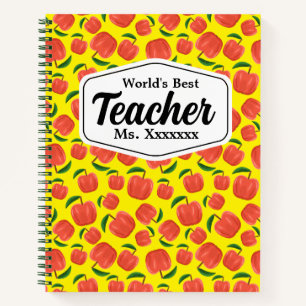 Cuaderno Mejor Profesor Patrón de Manzana Amarilla Personal
