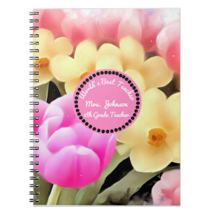 Cuaderno Mejor Profesor Personalizado Floral