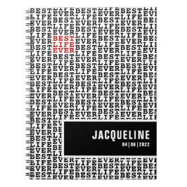 Cuaderno Mejor Vida Personalizada Nunca Blanco Negro Rojo