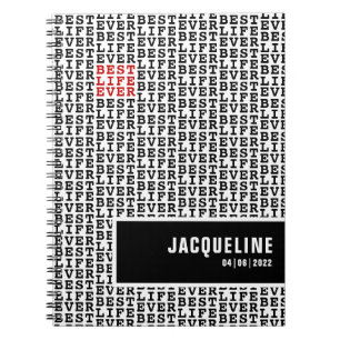 Cuaderno Mejor Vida Personalizada Nunca Blanco Negro Rojo