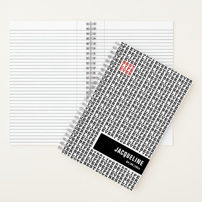 Cuaderno Mejor Vida Personalizada Nunca Blanco Negro Rojo (Interior)
