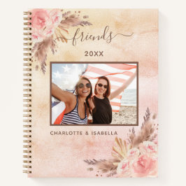 Cuaderno Mejores amigos foto pampas rosa floral oro rosa