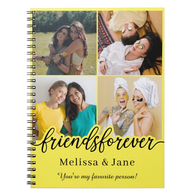 Cuaderno mejores amigos para siempre lindo 4 collage de fot (Frente)
