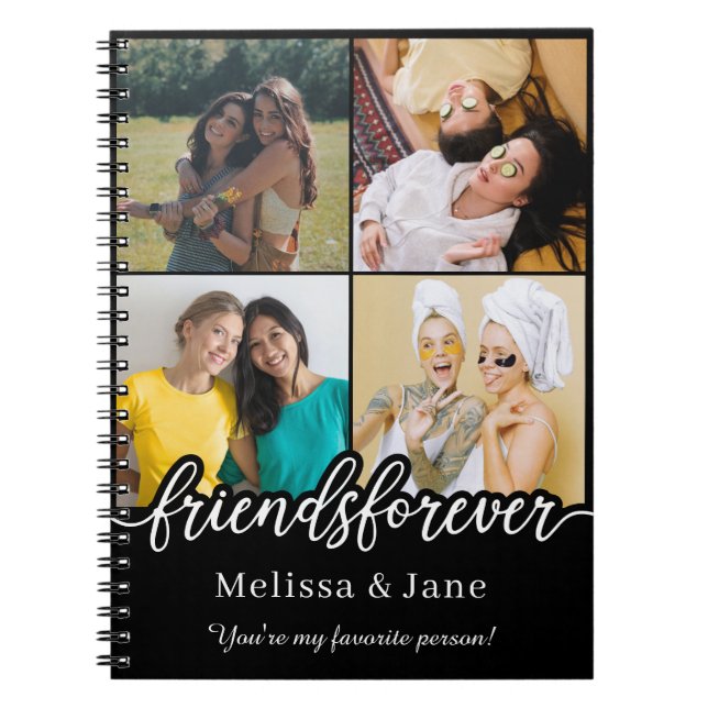 Cuaderno mejores amigos para siempre lindo 4 fotos collage  (Frente)