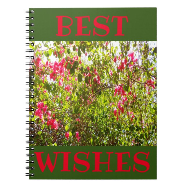 Cuaderno Mejores deseos frontera verde naturaleza foto flor (Frente)