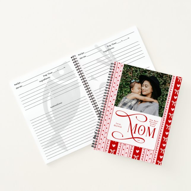 Cuaderno Mejores Recetas Foto de Mamá Patrón de Rayas Coque (Interior)