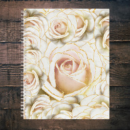 Cuaderno Melange de encantadores Rosas Purpurinas blancos y