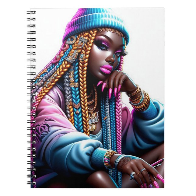 Cuaderno Melanin American Urban Fashion Mujer (Frente)