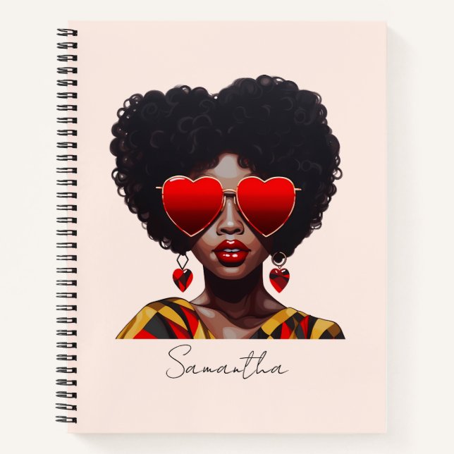 Cuaderno Melanin Magic: Reina negra rociando sombras de cor (Anverso)