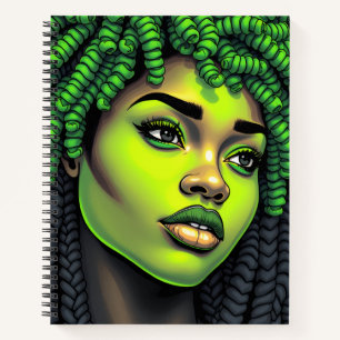 Cuaderno Melanina verde hermana mujer negra chicas piel mor