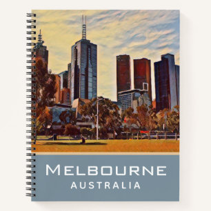 Cuaderno Melbourne Australia Skyline Watercolor Art
