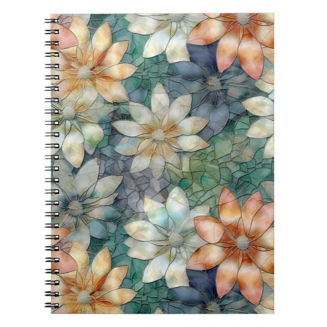 Cuaderno Melocotón Blanco Azul Verde Floral (Frente)