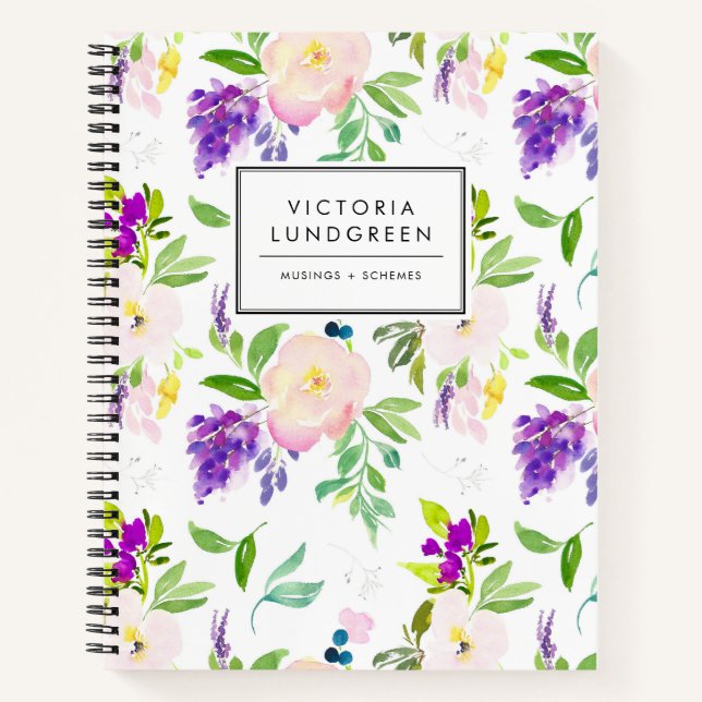 Cuaderno Melocotonería Dainty Peony & Wisteria Patrón Flora (Anverso)
