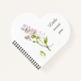 Cuaderno Melocotonería y acuarela de flores moradas y verde