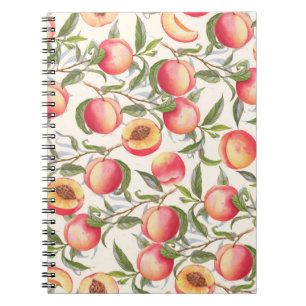 Cuaderno Melocotones acuáticos, patrón floral sin fisuras.