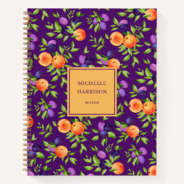 Cuaderno Melocotones Ciruelas Púrpura Fruta Botánica