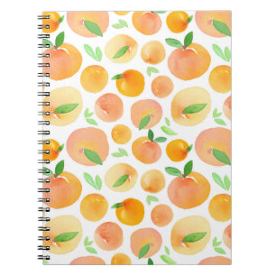 Cuaderno Melocotones de acuarela pintados a mano: sin costu
