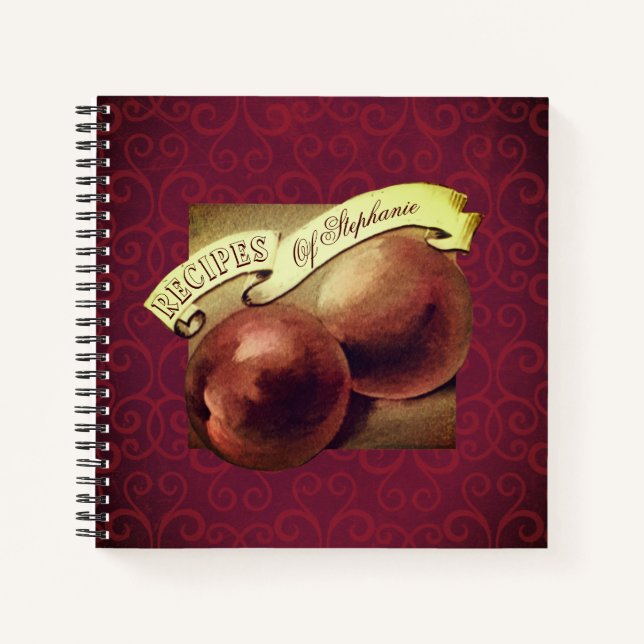 Cuaderno Melocotones de época personalizado Recetas Retro E (Anverso)