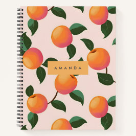 Cuaderno Melocotones personalizados de patrón de durazno