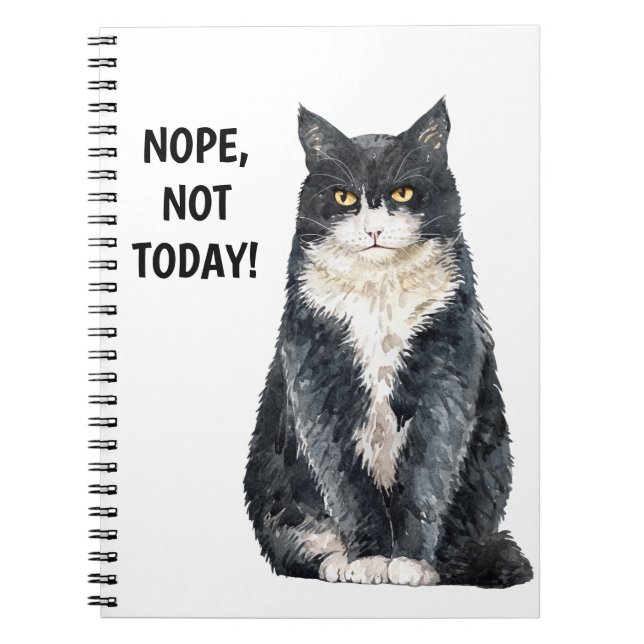 Cuaderno Meme de gato divertido No hoy (Frente)