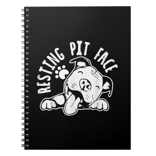 Cuaderno Meme de Pitbull, perro gracioso de Resting Pit Fac (Frente)