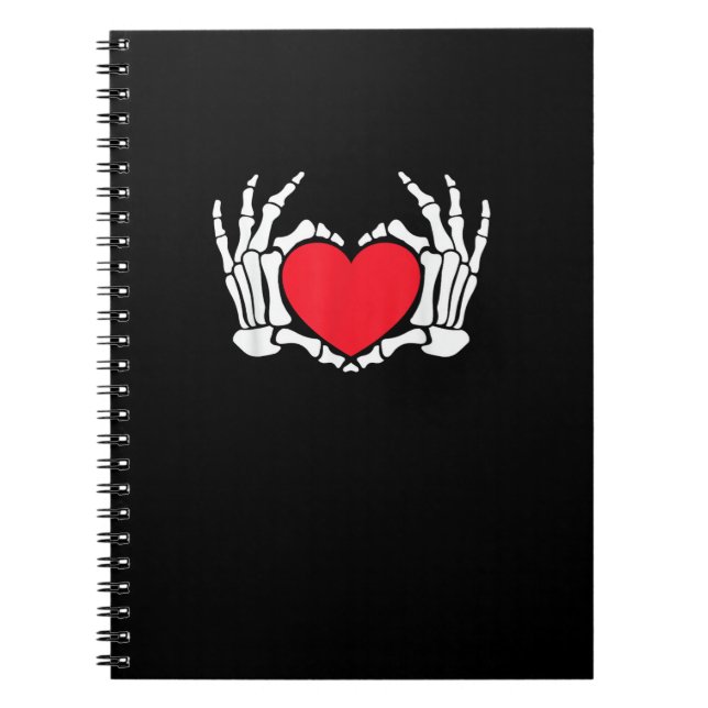 Cuaderno Meme divertido de Skeleton Hand Heart Día de San V (Frente)