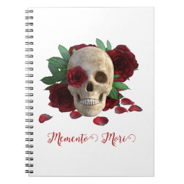 Cuaderno Memento Mori. Cráneo con rosas rojas
