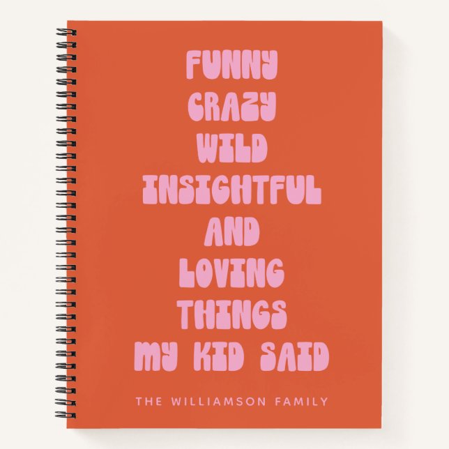 Cuaderno Memoria Naranja de Citas Divertidas Personalizadas (Anverso)